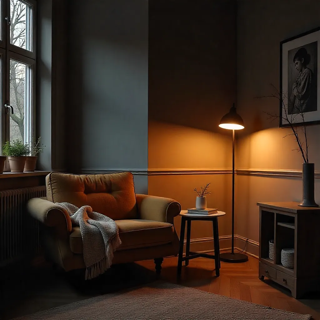 Reading nook lighting setup with focused illumination